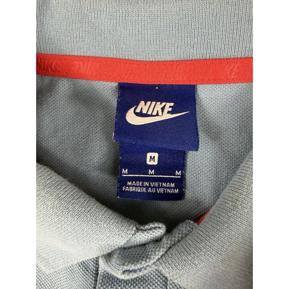Nike ss polo, blue pink colorblock shirt, big kid's medium, cotton